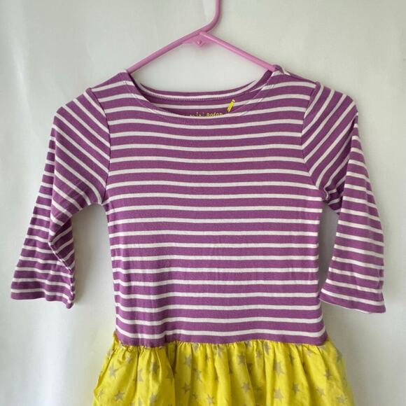 Mini Boden Girls Dress Size 6 7 Purple Yellow Stripe Ruffle Play Star Preppy - Picture 5 of 8